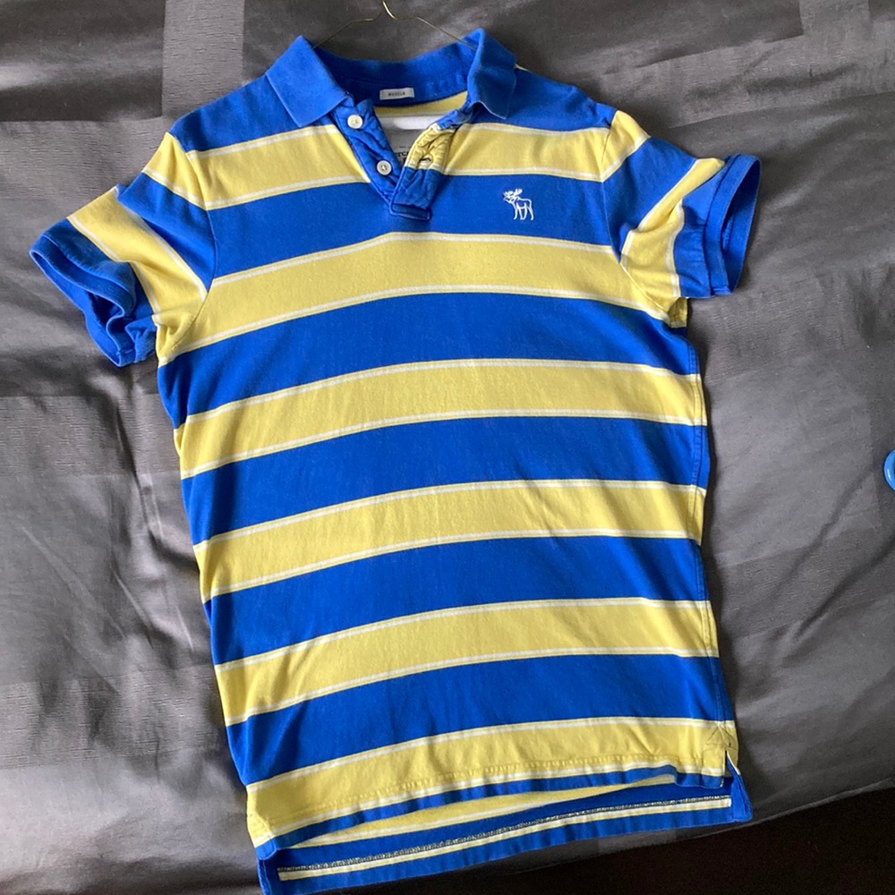 Abercrombie Polo, Blue and Yellow, size XXL but fits like a men’s L.